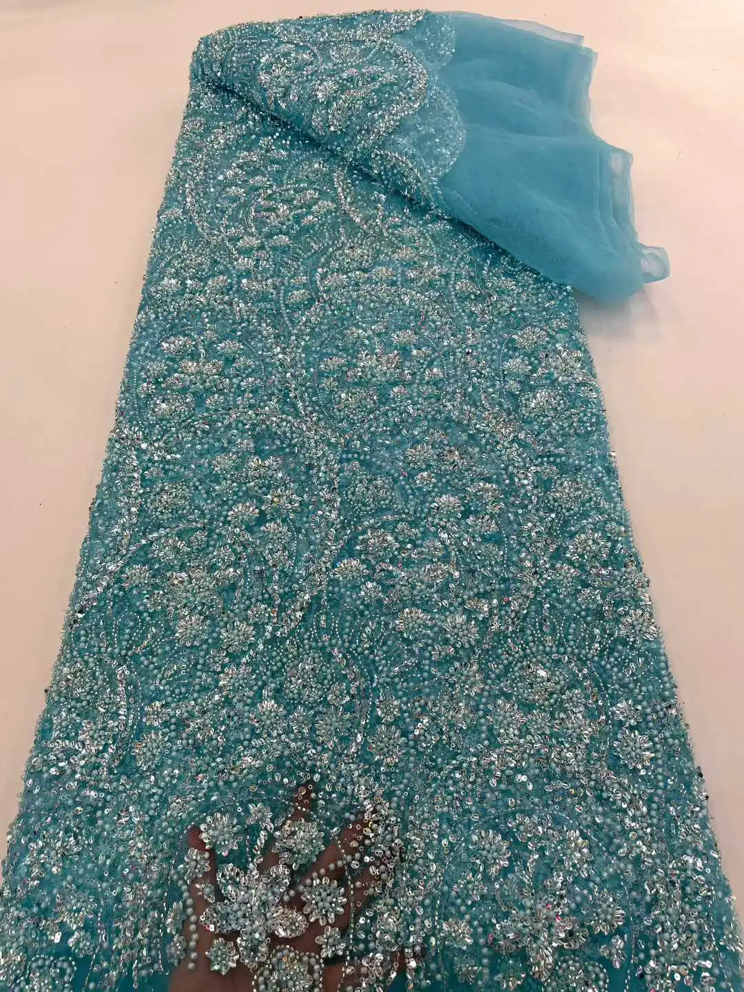 White African Groom lace Fabric 2025 High Quality Lace Sequins Embroidery French Beaded Tulle Laces For Nigerian Wedding Dresses