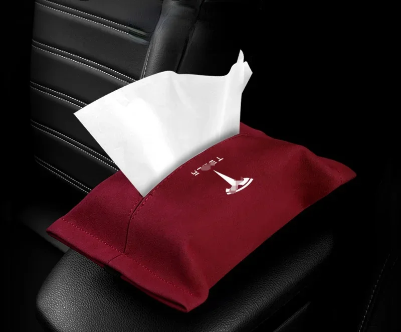 Car Tissue Box Tissue Storage Bag for Tesla Model 3/X/S /Y  Napkin Paper Storage Box Car Auto Accessories  Suede Car Tissue Box