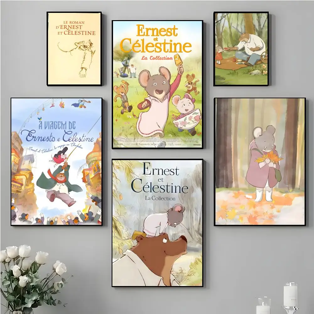Stylish Charming Gentle E-Ernest C-Celestine Poster High-definition stickers ideal gifts for living rooms hallways
