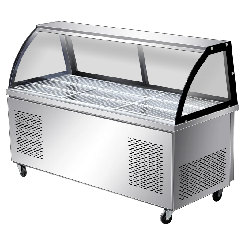 Fried Chicken Fast Foods Storage Supermarket Open Top Display Ice Meat Dip Freezer For Shop Cooked Food Cabinet