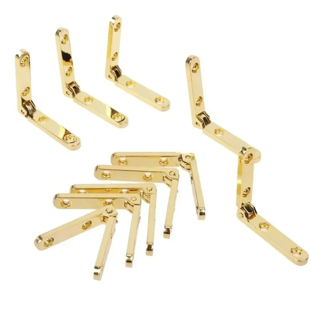 10Pcs 90 Degree Hinges Zinc Alloy Seven-letter Spring Hinge For Wooden Box Gift Wine Jewellery Case Cabinet Furniture Hardware