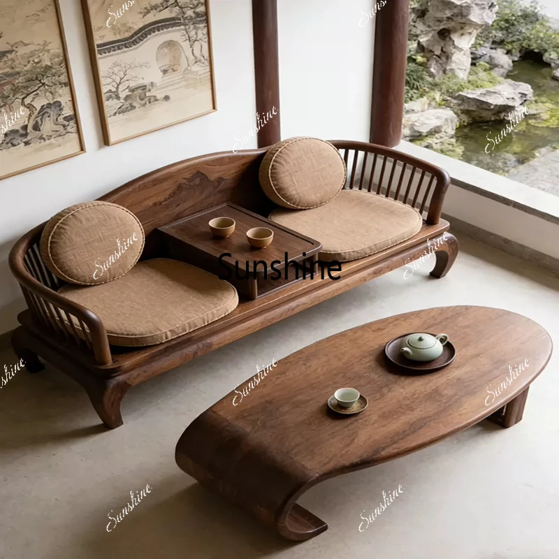 

New Chinese Zen living room light luxury customized Luohan bed coffee table combination