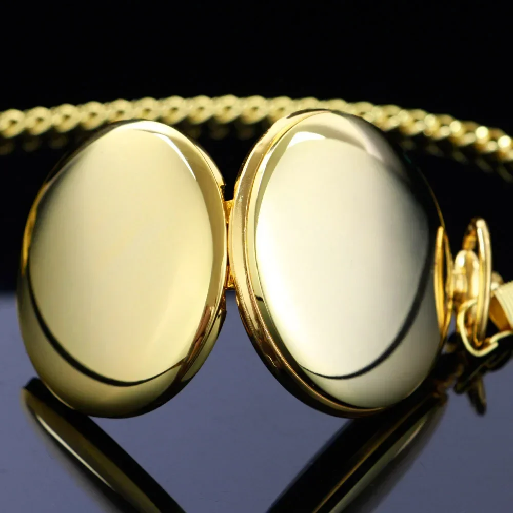 All Hunters Orologio da tasca in oro di lusso alla moda, vintage, romano, digitale, quadrante nero, collana al quarzo, orologio con ciondolo, regalo da donna