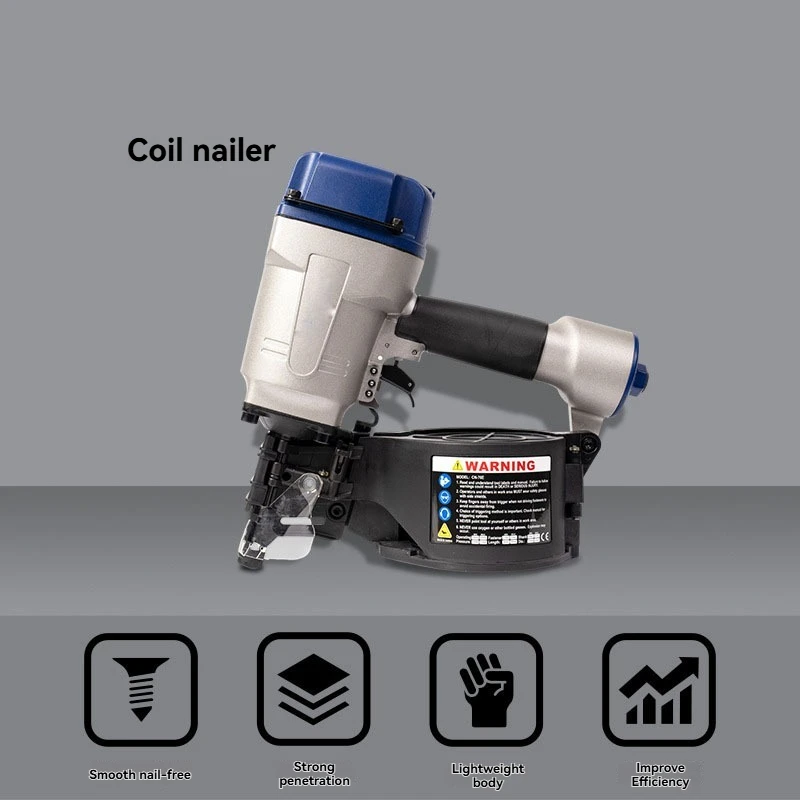 Industrial Grade Pneumatic Coil Nailer High Efficiency Pneumatic Nail Gun for Solid Wood Board Construction Woodworking Tool