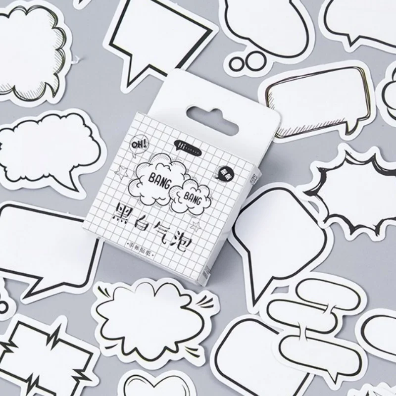 45PCS/box Creative Dialog Box Album Paper Lable Stickers Crafts And Scrapbooking Decorative Lifelog Sticker Cute Stationery