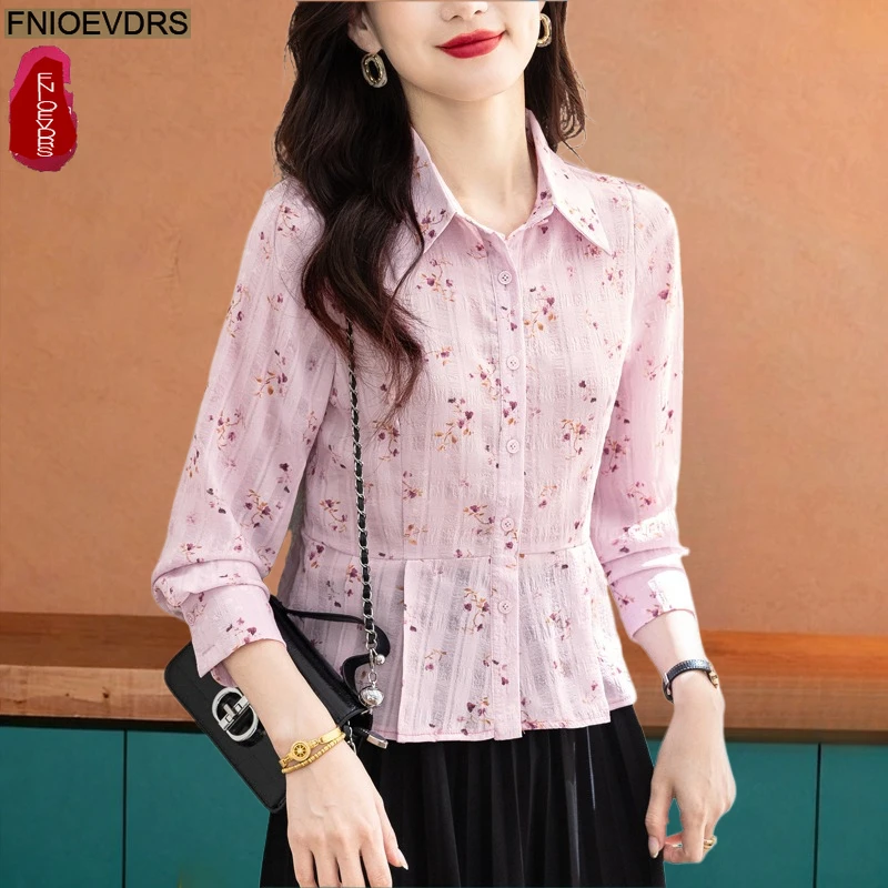 

Cotton Linen Embroidery Peplum Tops Blouse 2026 Woman Floral Retro Vintage Spring Summer Elegant Office Lady Basics Short Shirts