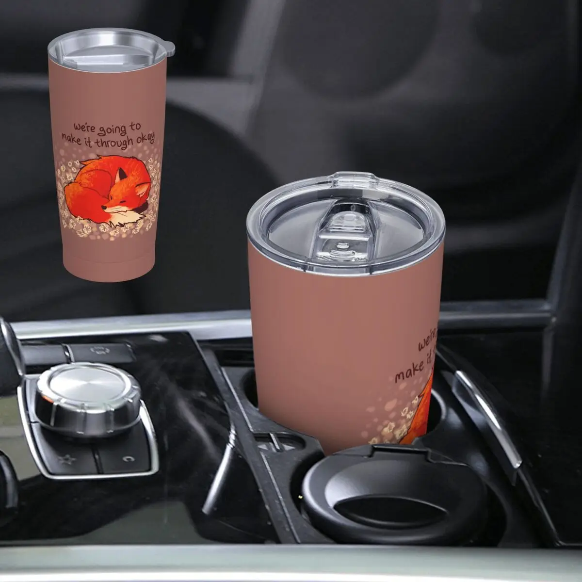 We're Going To Make It Through Okay Sleeping Flower Fox Stainless Steel Tumbler Vacuum Mug Thermal Cold Cups Straws With Lid
