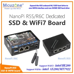 NanoPi R5S/ R6C Dedicated NVME SSD & WiFi7 Board,BE200,MT7922,AX200 RTL8822CE,debian