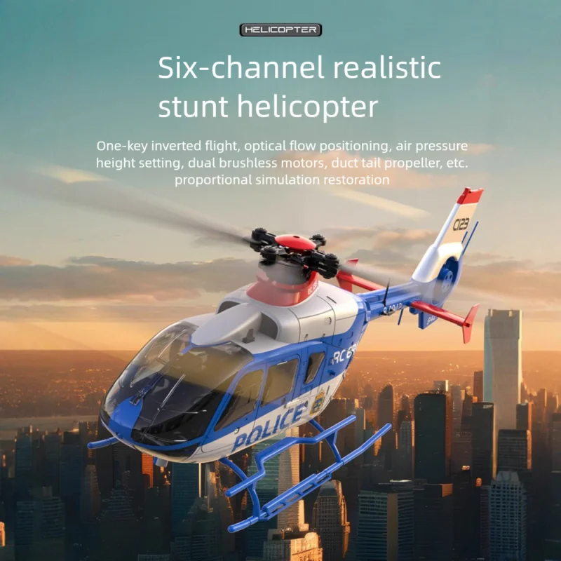 RCEAR C123 Brushless 6CH RC Helicopter Stunt Toy for Boys 2.4G Remote Control Helicopter Upside down Flight
