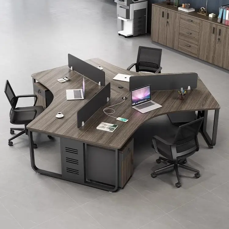 Office Desk, Wooden Modern Style, Workstation, Custom Modular, Commercial Furniture, with Drawers for Office School
