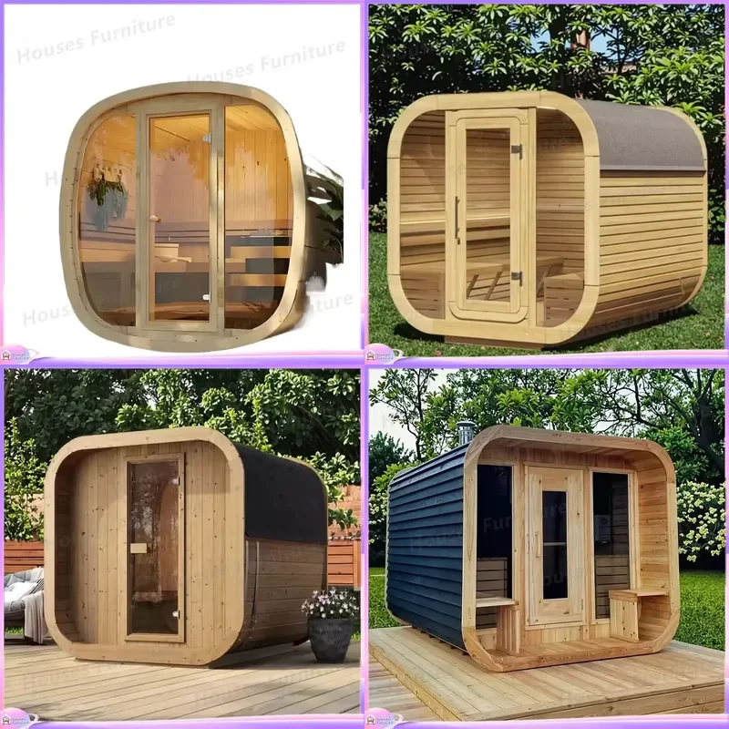 Outdoor Solid Wood Garden Sauna Redwood Shower Room Portable Steam Bath House Backyard Spa Cabin Kit for Home Wellness