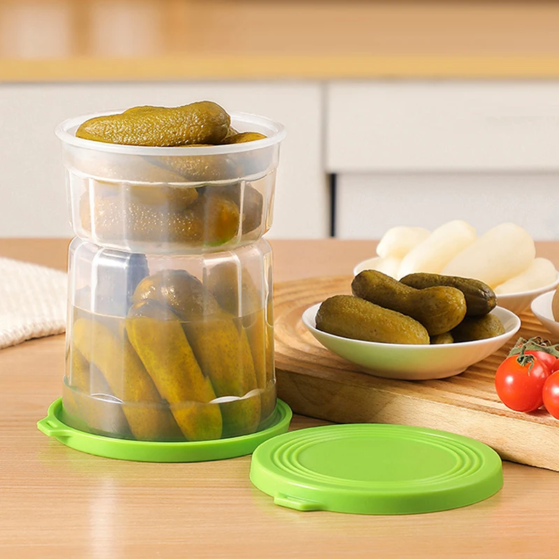 1Pc Pickle Juice Separator Jar Pickle Olive Hourglass Jar Dry Wet Depart Leakproof For Gherkin Jalapeno Dry Wet Separation