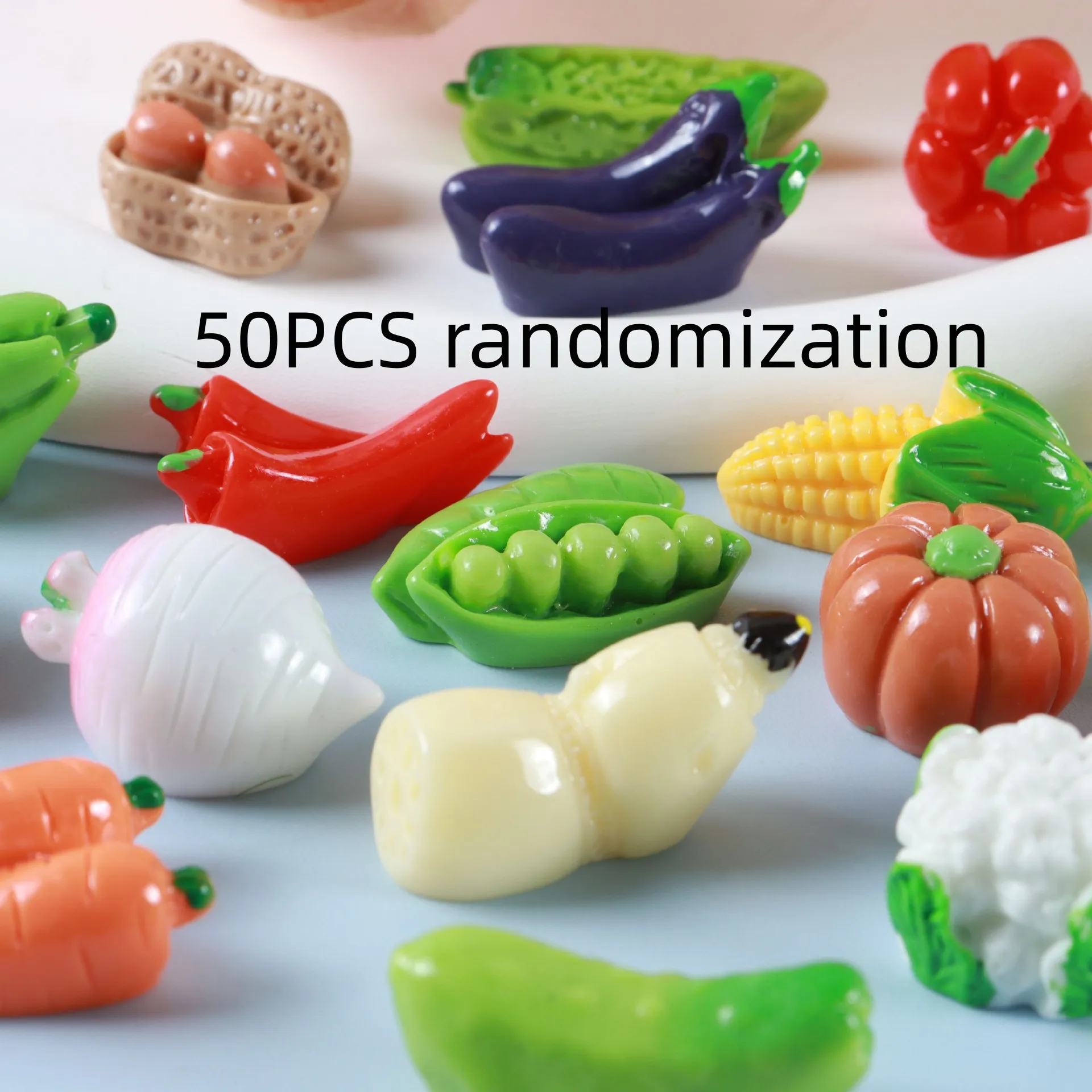 50PCS Miniature vegetable series simulation food play DIY cream glue cell phone case keychain hair accessories resin accessories