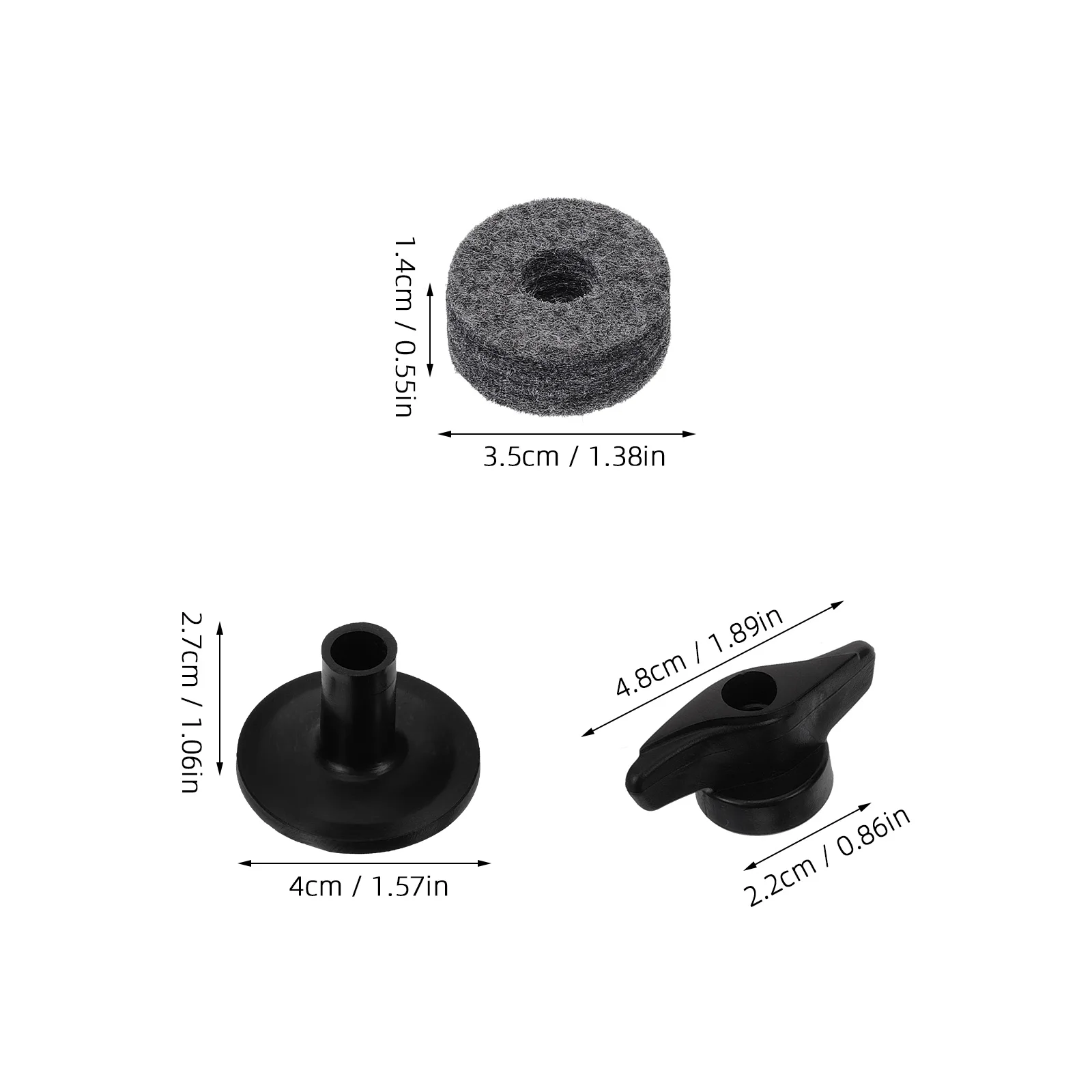 2 Sets Cymbal Holder Felt Mat Pads Sleeves with Base Drum Kit Parts for Supplies Plastic Stands