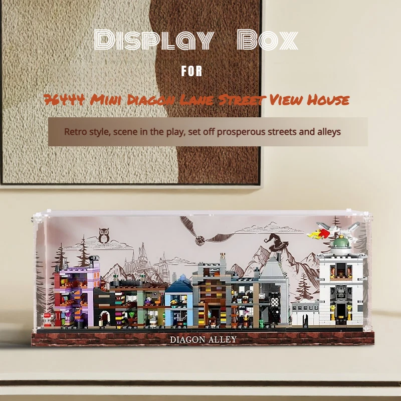 Caja de presentación a prueba de polvo para lego Lego 76444 Mini Diagon Lane Street View House Caja de almacenamiento de vitrina (juego Lego no incluido)