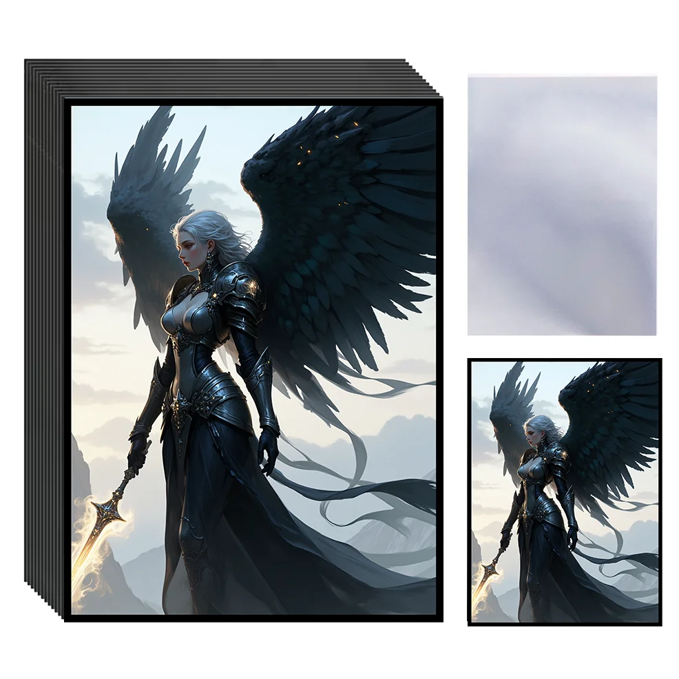 

60PCS Black Cool Anime Card Sleeves for PTCG / Trading Card PKM Protector 66x91mm Exclusive Design Collect Game Card Protector