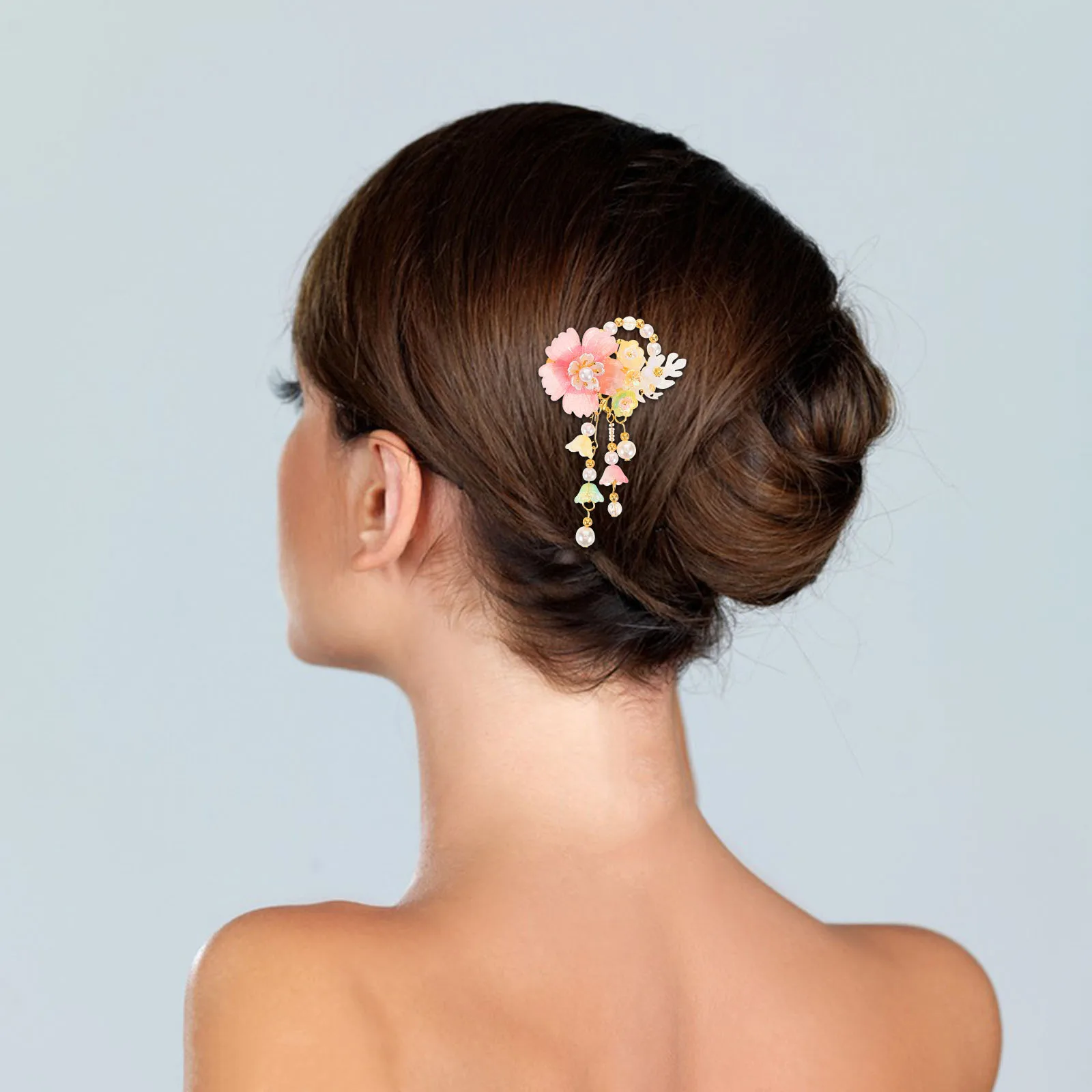

2 Pairs Hanfu Hair Accessories Flower Clips Vintage Alloy Forehead Hairpin Child