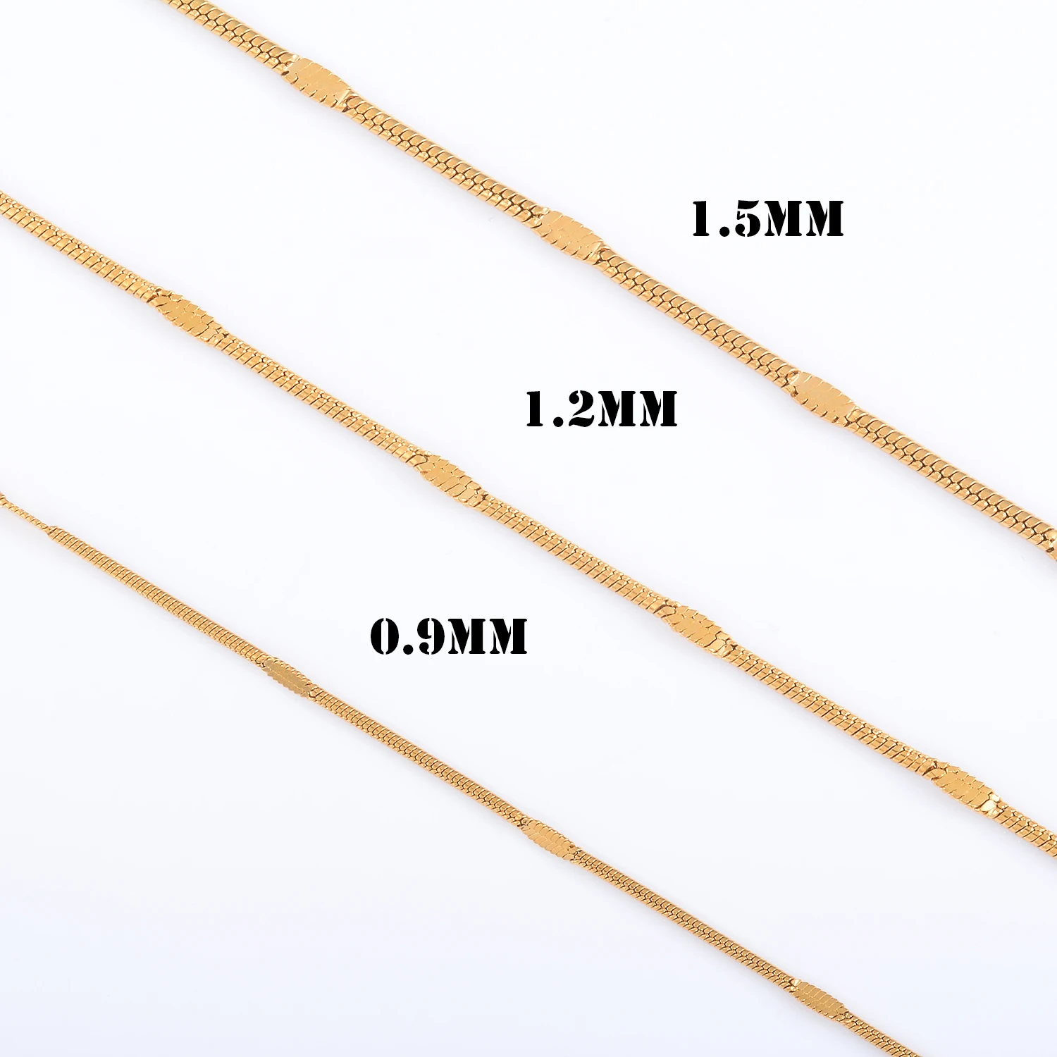Dicke Edelstahl-Schlangenkette in Silber- und Goldfarbe mit Karabinerverschluss für DIY-Halsketten, minimalistischer Anhänger-Schmuck – Detail 6