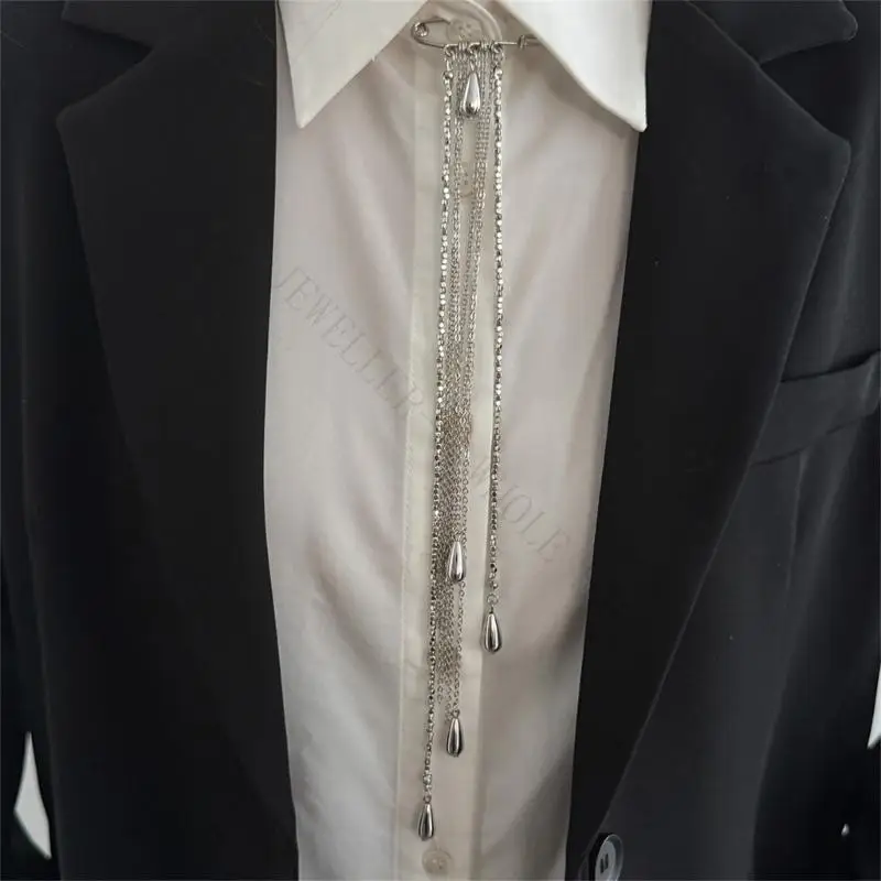 R7UF Classical Chain Fringe Brooch Dateless Lapel Pin Accessory Elegant Fringe Pin Enhances Dresses Coats And Handbags