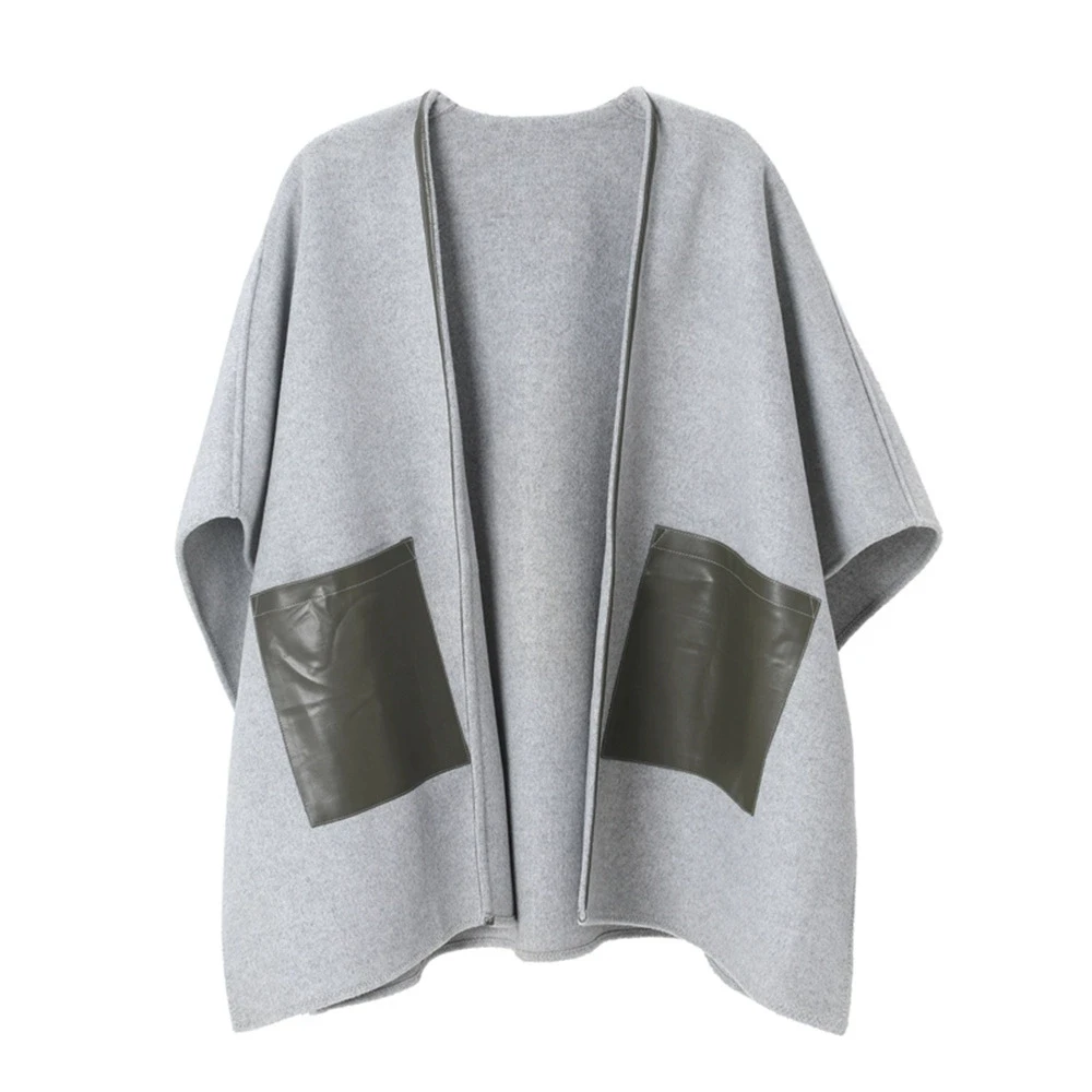 2025 nieuwe Europese en Amerikaanse mid-tot-high-end herfst en winter veelkleurige leren kruissjaal met zak-GZXX714