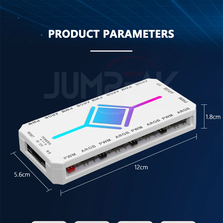 JUMPEAK 5V 3Pin ARGB Fan HUB Splitter Remote Controller With 4Pin PWM For PC Computer Cooling SYNC CPU Cooler LED Light Strip