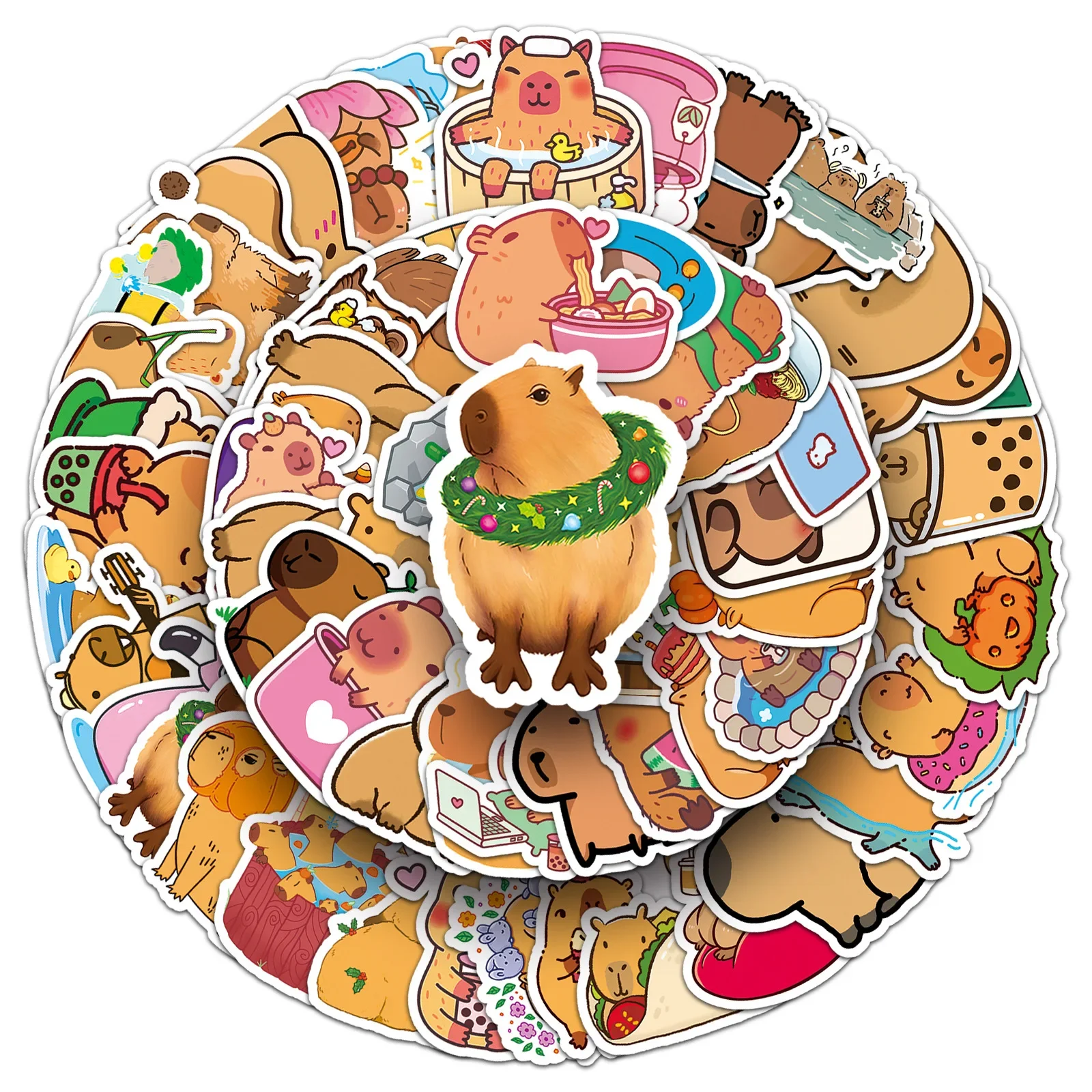 50/100PCS Cartoon Cute Capybara Graffiti Sticker Aesthetic Decorative DIY Scrapbook Phone Stationery Supply Decals Kids Toy