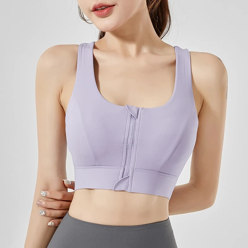 2024 New Plus Size Front Zipper Fitness Exercise Running High Strength Shockproof Gym Fitness Clothing Yoga Sports Bra Women