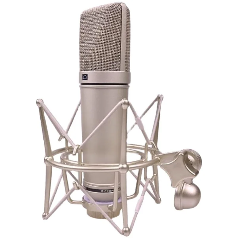 New U87Ai features a large diaphragm 48V condenser microphone sound card for recording live streams on tiktok and Youtube