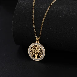 Collier pendentif arbre de vie en biscuits pour femme, breloque en acier inoxydable, bijoux de clavicule d'été