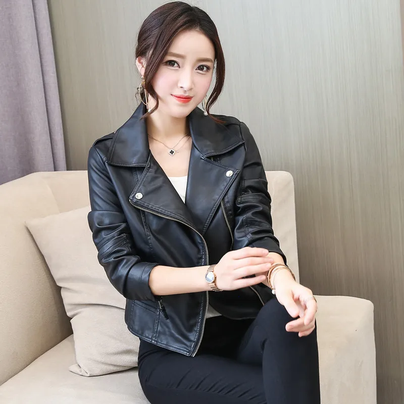 

Spring Autumn 2024 Women's Short Biker Style PU Leather Jacket Slimming Versatile Fashionable Chinese Brandless Ultra-Thin