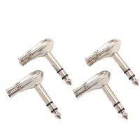 4Pcs 6.35mm 1/4 Inch Stereo TRS Right Angle Guitar Plug Flat Male Audio Connector Right Angle Jack Connectors For Microphones