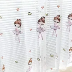 Girl Embroidered Curtain Girl Bedroom Room Gauze Curtain Boutique Embroidery Modern 1 PC Small Fresh Window Screen Dancing