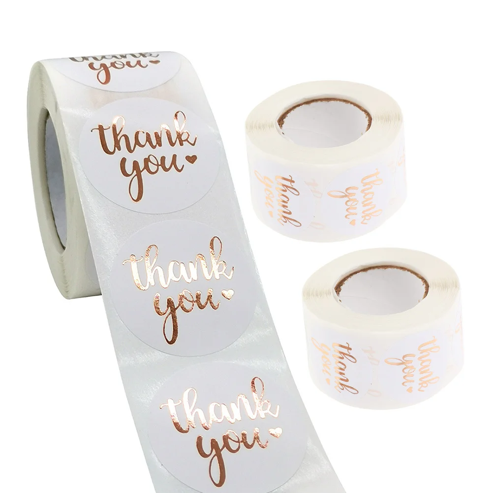 3 قطعة 3 لفات رقائق الذهب شكرا لك ملصقات لاصقة شنطة هدايا تسميات لحفل الزفاف لصالح التعبئة والتغليف علامات التبويب ملصق مزخرفة