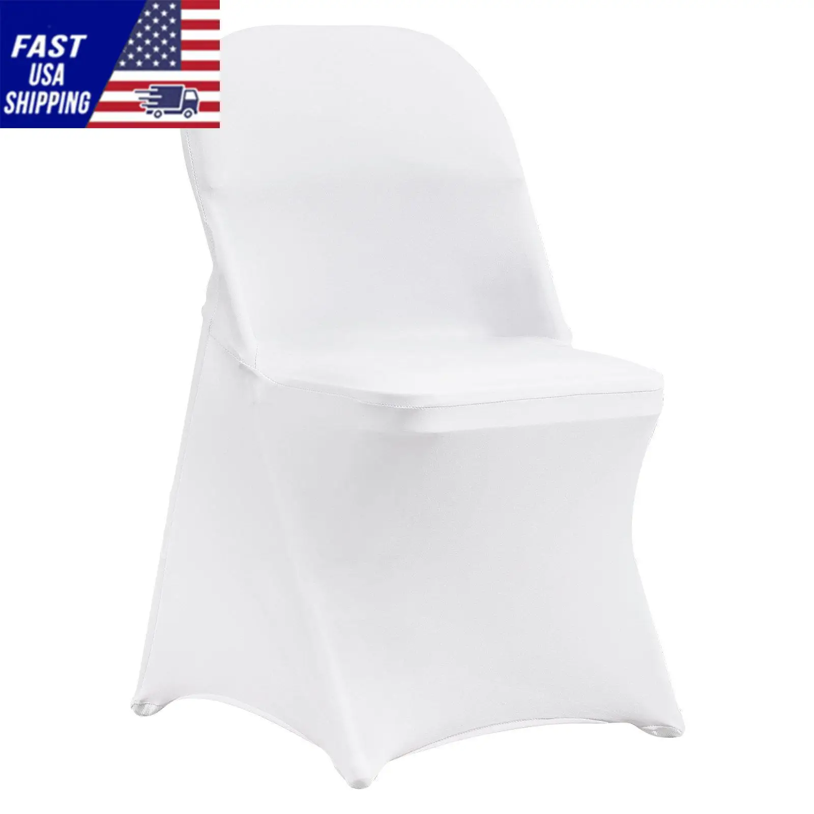 White Stretch Spandex Chair Covers - 12 PCS, Folding Kitchen Chairs Cover, Universal Washable Slipcovers Protector, Remova