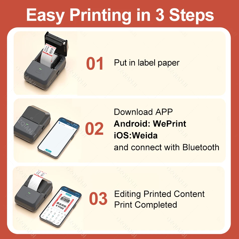 P2 Sticker Printer Thermal Labeling Machine Portable Label Maker Wireless Label Printer with Self-adhesive Paper Label Tape