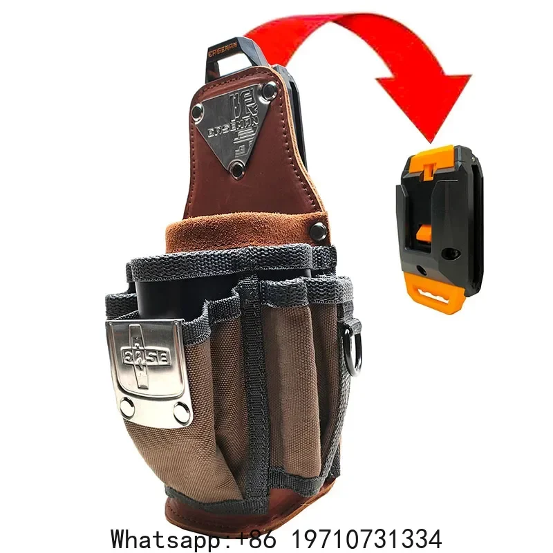 Tool Waist Bag Leather Tools Organizer with Quick Hanging Hook Professional Storage Bag Multifunctional Accessories