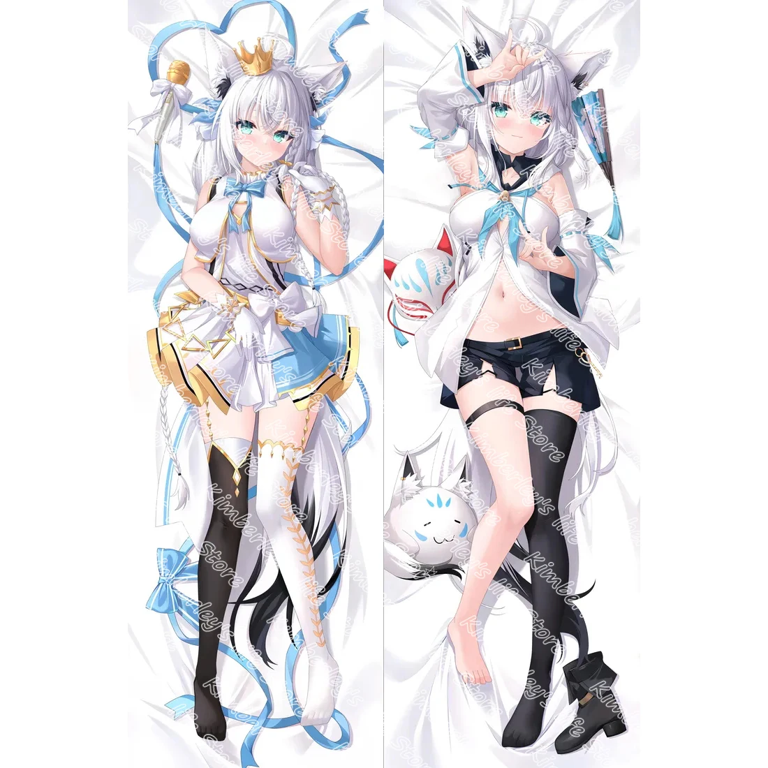 

Чехол для подушки в стиле аниме Vtuber Shirakami Fubuki Dakimakura, чехол для подушки отаку, чехол для подушки для сна, реквизит для косплея 50x150
