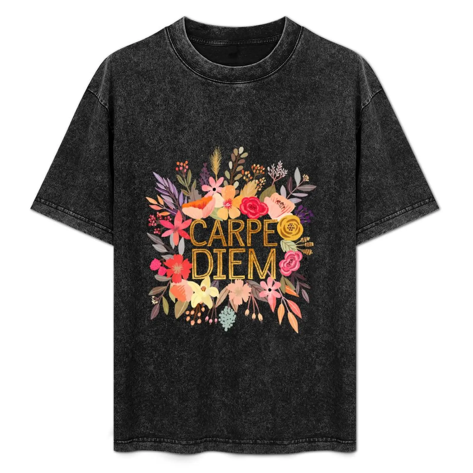 Carpe Diem with flowers T-Shirt customs new edition boys animal print mens designer clothes