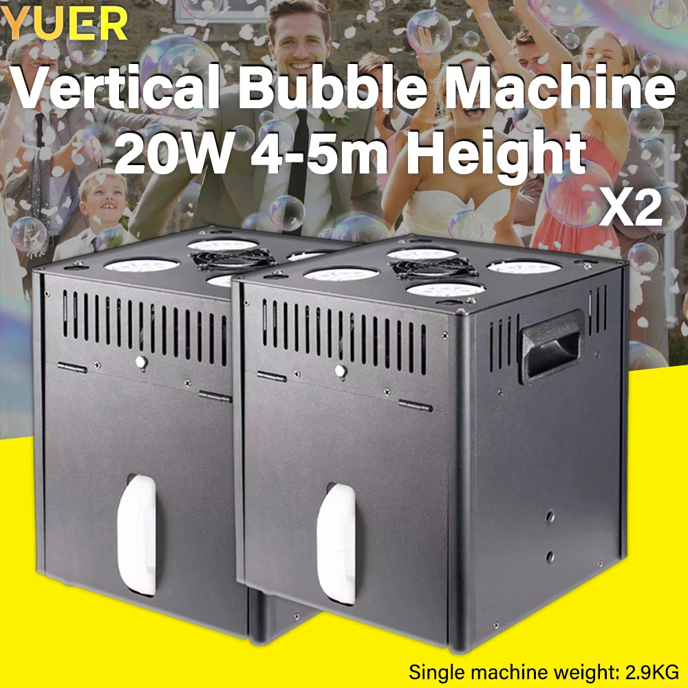 

YUER NEW Stage Bubble Machine 20W with Remote/DMX512 Control, 4-5m Spray Height, 2.3L Tank Capacity - 2-Pack for Events Parties.