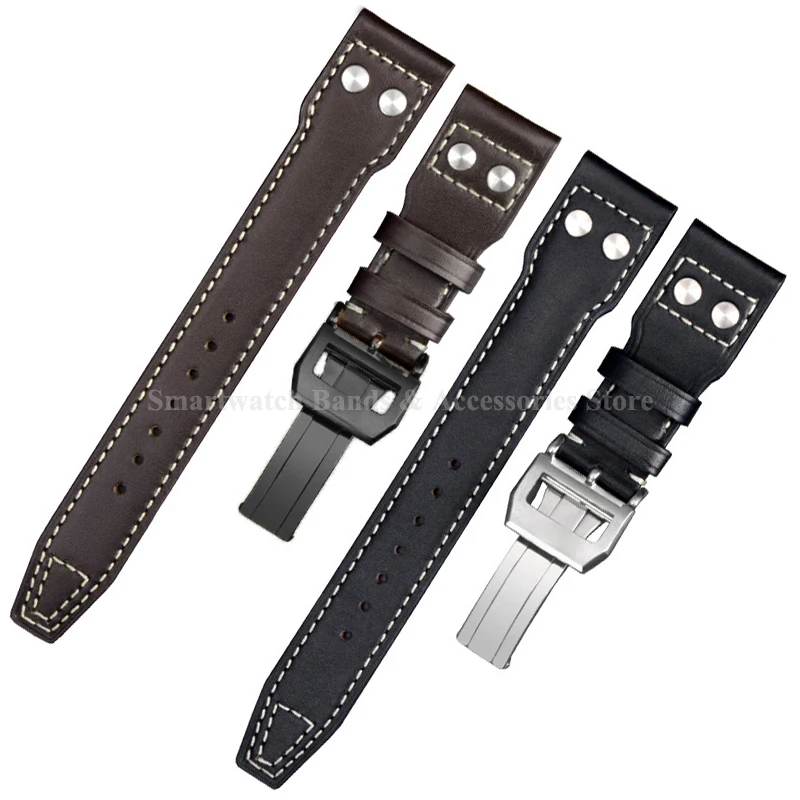 Genuine Leather Watch Strap for IWC Pilot Series 20mm 21mm 22mm Cowhide Bracelet Folding Clasp Waterproof Men Women Watch Band