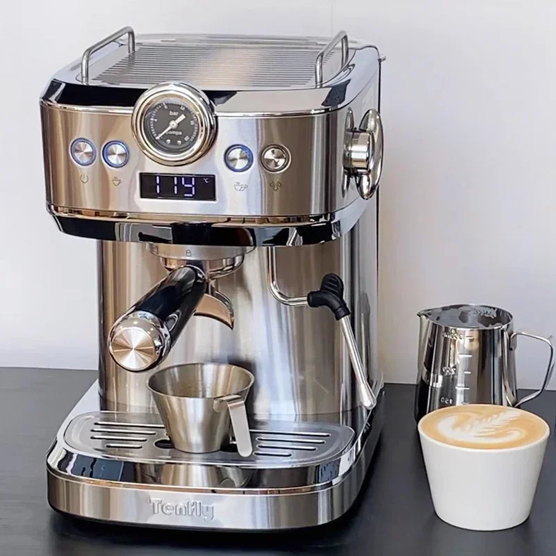 Huishoudelijke Espressomachine met Melkopschuimer 20Bar Espresso Retro Cappuccino Latte Halfautomatische Koffiemachine