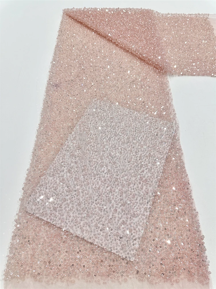 Оптовая продажа, африканская тяжелая кружевная ткань с бисером, 2024, высокое качество, нигерийское роскошное кружево с блестками, французский тюль, ткань для праздничного платья