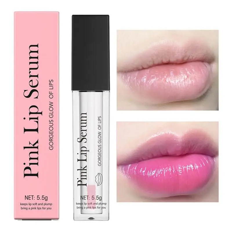 Pink Lip Serum Essencee Lipstick Tinted Lip Glow Serum Essential Oil Moisturizing Lip Glaze Plumper Mirror Water Lip Gloss