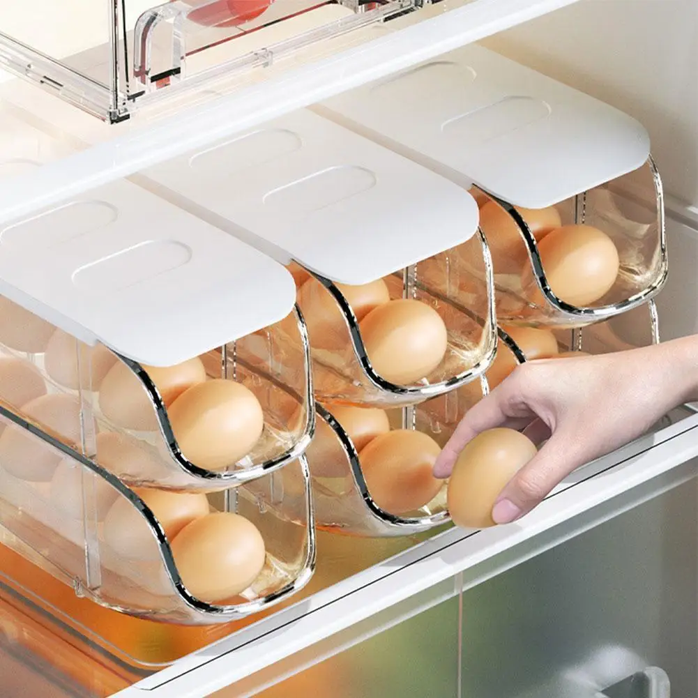 1/2/3 Layers Drawer Type Stackable Storage Bins Refrigerator Egg Storage Organizer Large Capacity Egg Holder Kitchen Egg Boxes