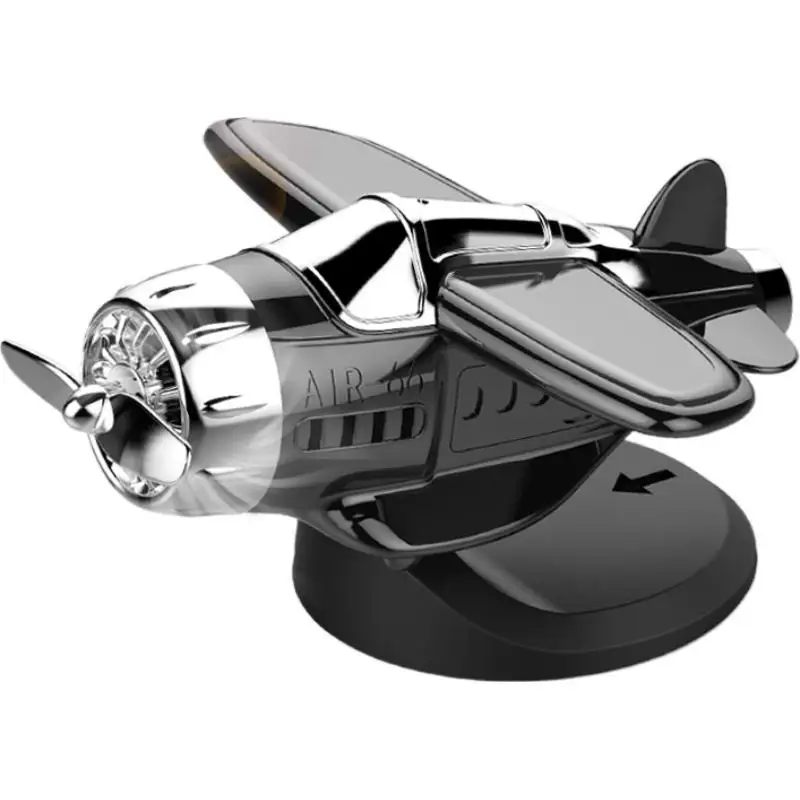 Solar-powered Airplane Ornament 360° Rotation Car Center Console Powered Aircraft Ornaments Solar Aircraft Auto Interior Model