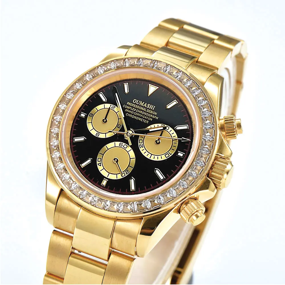 นาฬิกาข้อมือผู้ชายหรูหราขนาด 39 มม. รุ่นใหม่ โครโนกราฟ นาฬิกากันน้ำ ระบบกลไก กระจกแซฟไฟร์ กลไก 7750 / 4613D