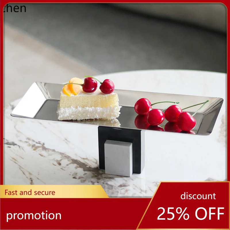 CZ Black and White Marble Square Column Base Cake and Fruit Plate Ornament   Exhibition Hall, and Sales Office Decoration