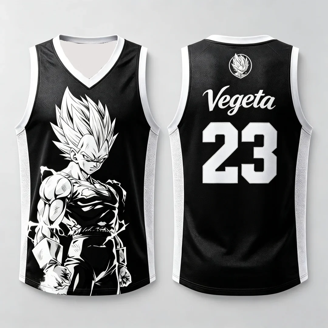 26Dragon Ball Vegeta Super Saiyajin # 23 Basketball-Trikotweste, atmungsaktive Sportbekleidung mit Anime-Motiv, Streetwear für Eltern und Kinder – Detail 5