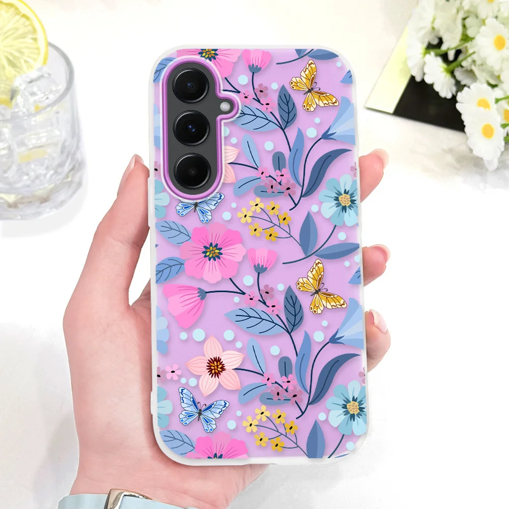 Bright Flowers Phone Case For Samsung Galaxy A54 A34 A24 A14 A04S A53 A33 A13 Core A03S A52 A52S A32 A51 4G 5G Candy Colored Cov