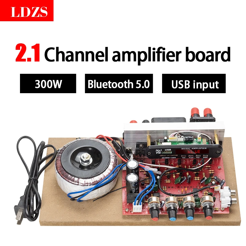 LDZS 1000W Home Power Amplifiers 2.1Channel Bluetooth 5.0 Surround Sound FM USB Remote Control Mini HIFI Digital Amplifier Stere